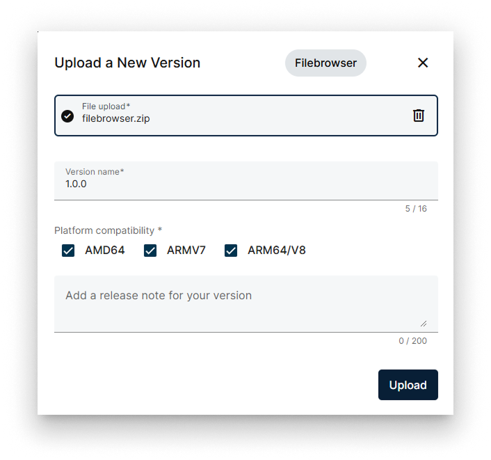Uploading new version
