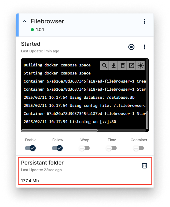Persistant folder section Persistant folder section