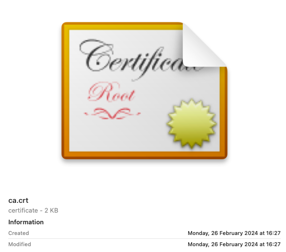 ca.crt Certificate File