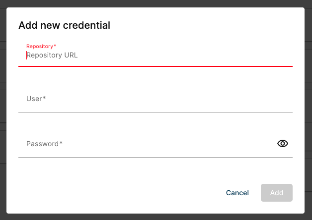 Adding a credential Adding a credential