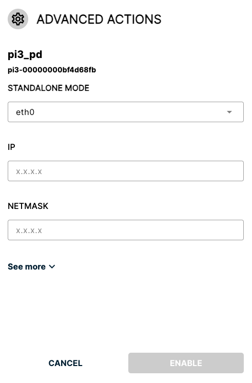 Ethernet Interface selected Ethernet Interface selected