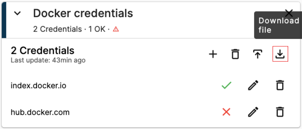Download credentials in a file Download credentials in a file