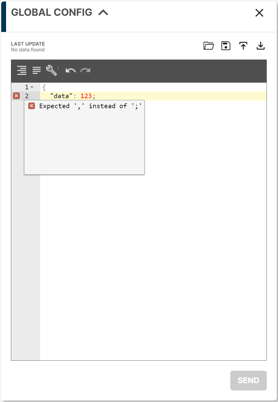 Error adding a global config Error adding a global config