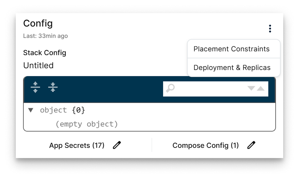 Config segment with quick access to Placement Constraints and Deployment & Replicas Checking the app config segment