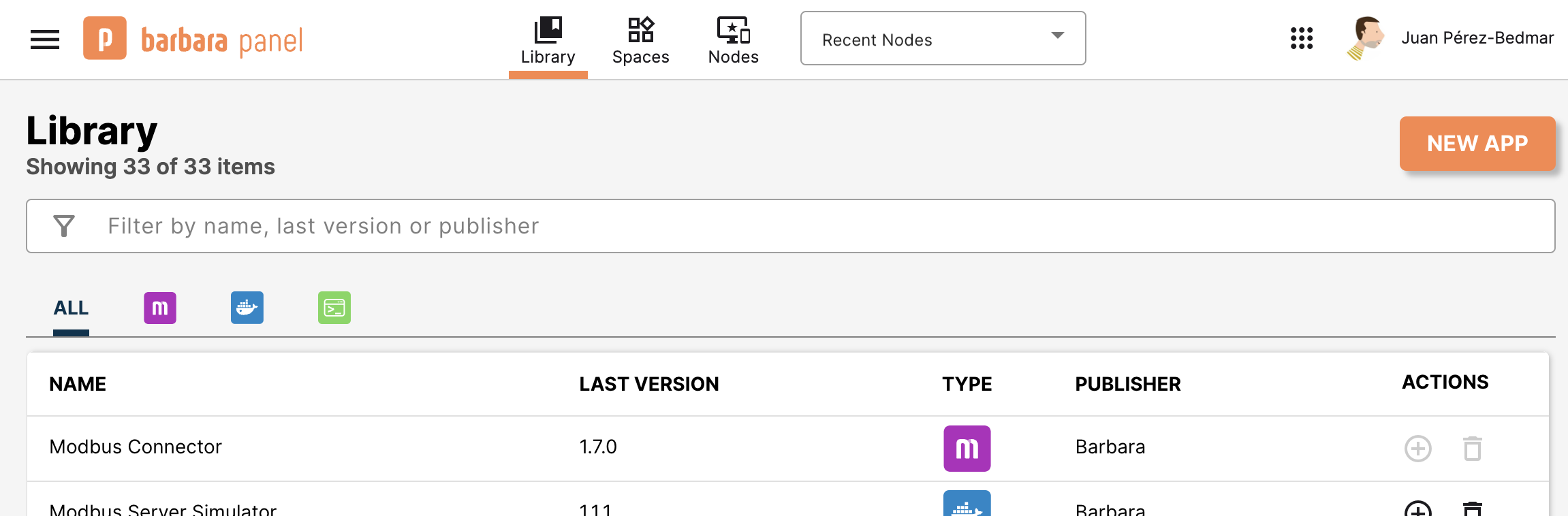 Library view in Barbara Panel