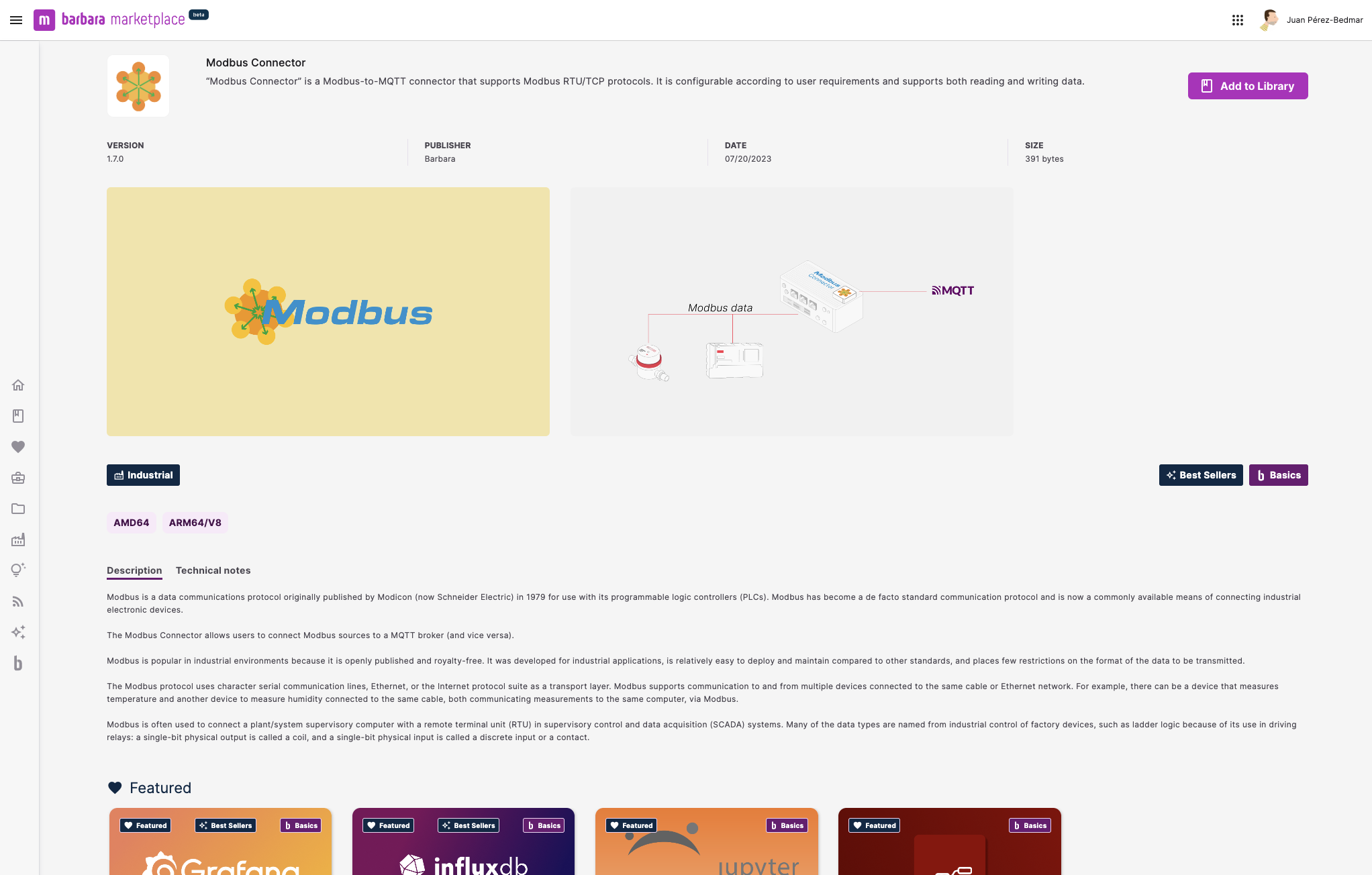 Example of an app details view