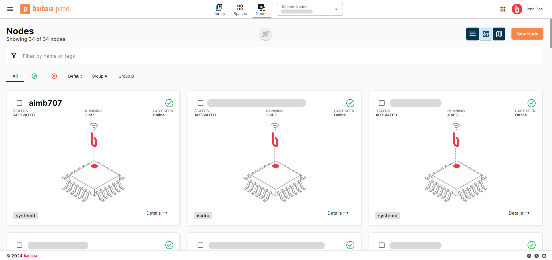 List of Nodes in Grid