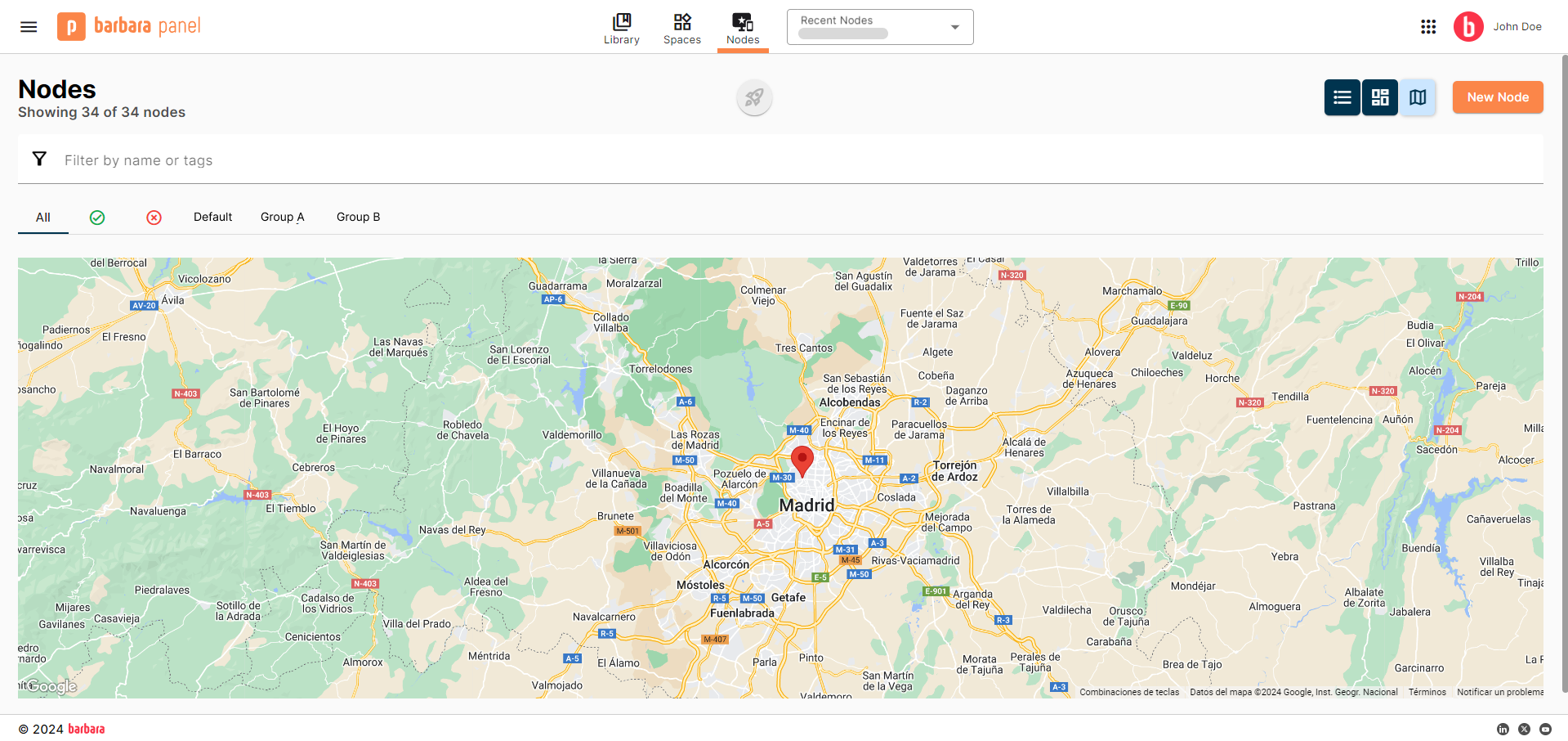 List of Nodes in Map