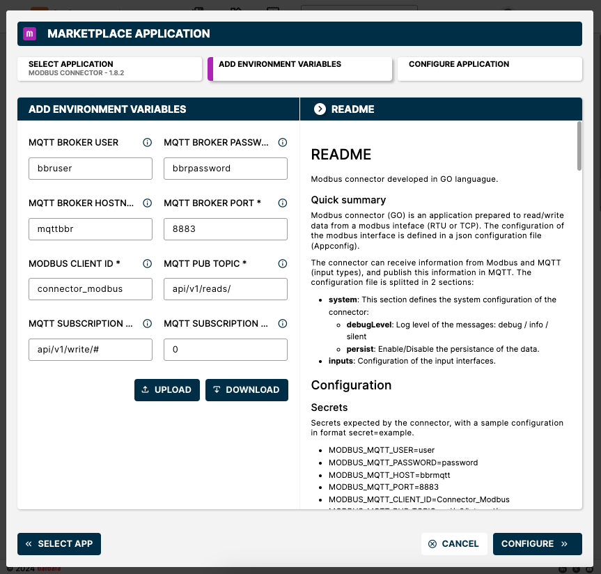 Add variables Configure variables