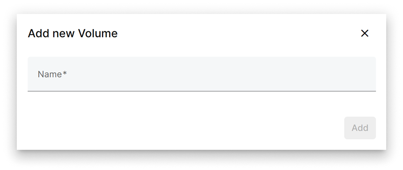 Dialog for adding a new volume by specifying its name.