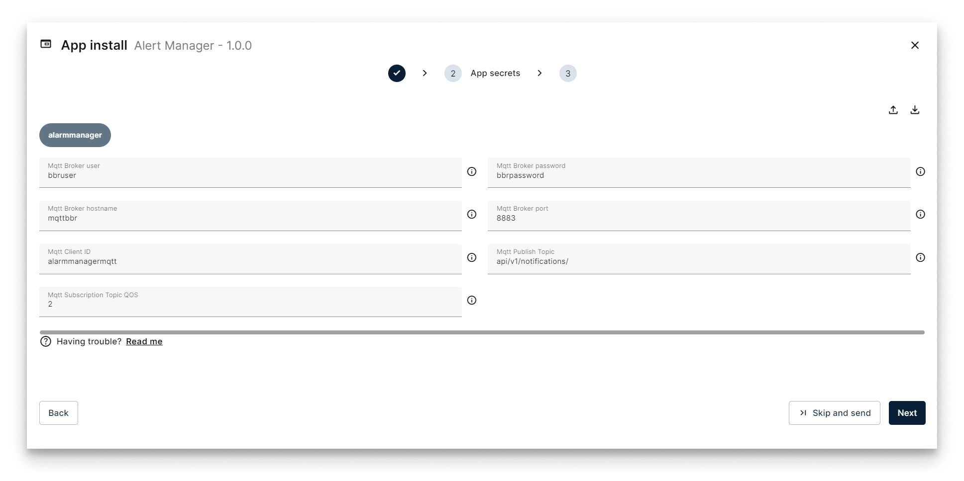 App Secrets in the wizard