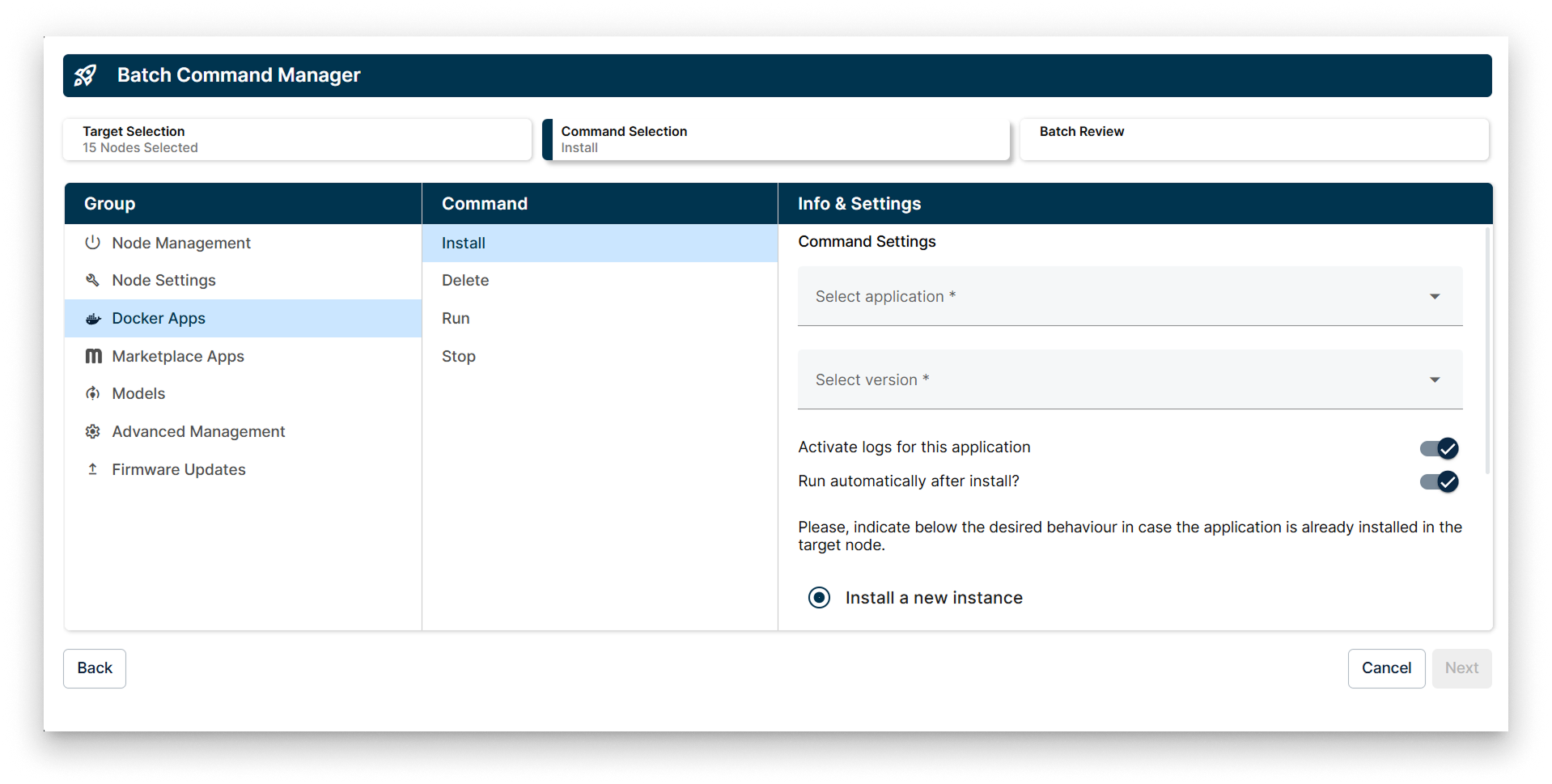 Docker Apps options Docker Apps options