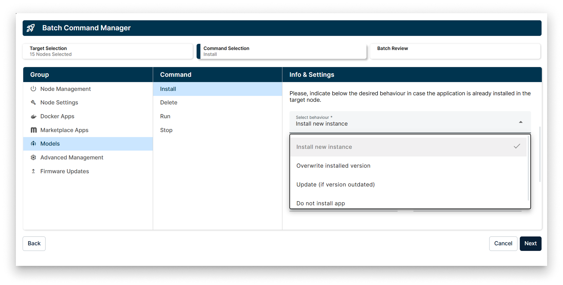 Install Policy in the Models Batch Wizard Install Policy in the Models Batch Wizard