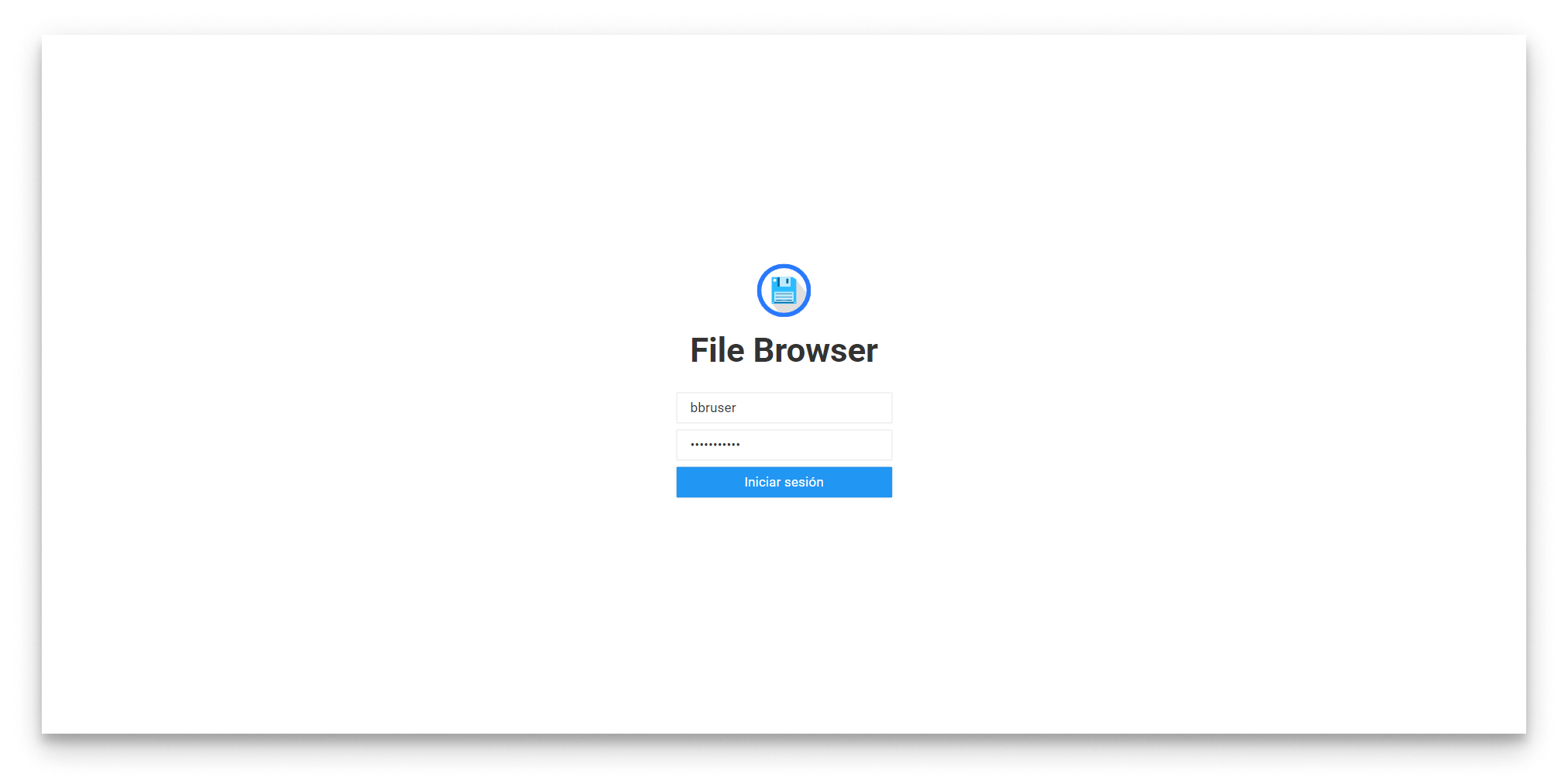 Filebrowser login page Filebrowser login page
