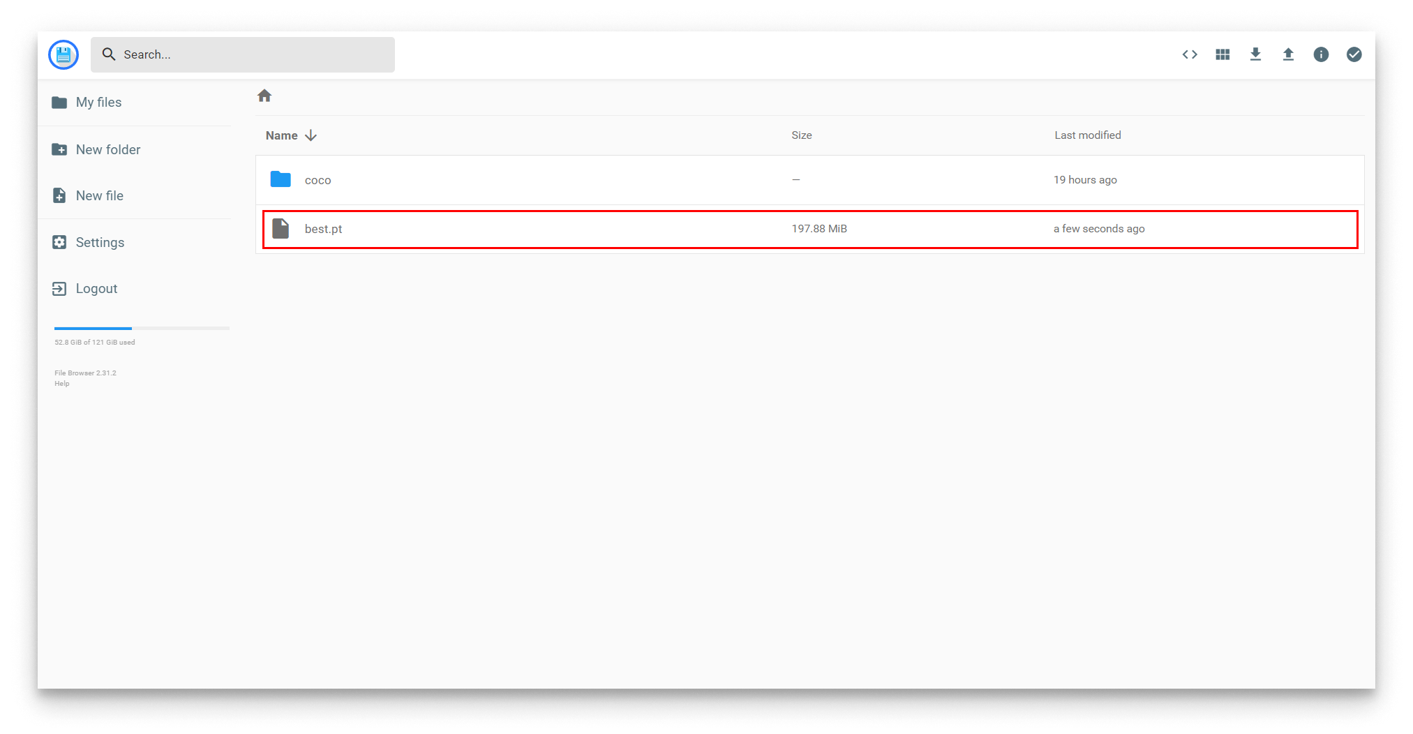 File browser web interface - Uploaded File browser web interface - Uploaded