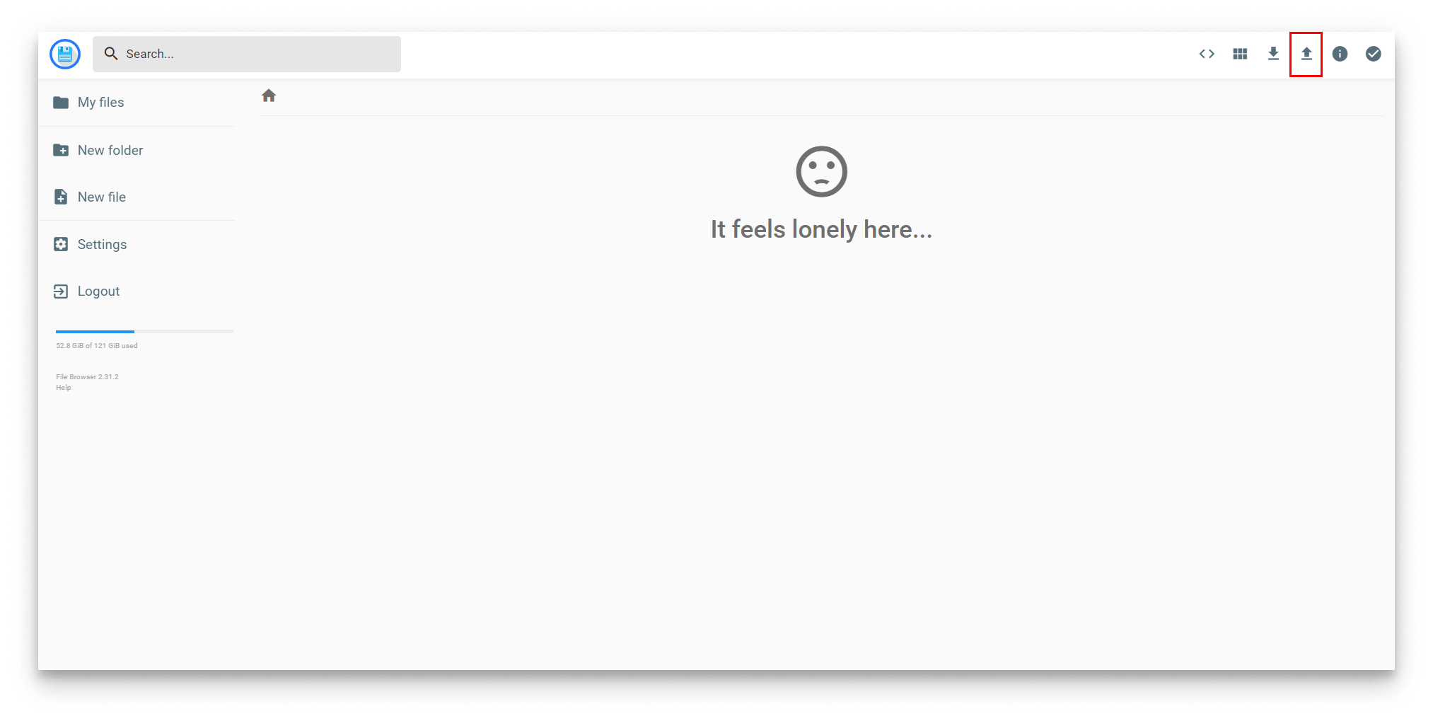 Filebrowser upload button Filebrowser upload button