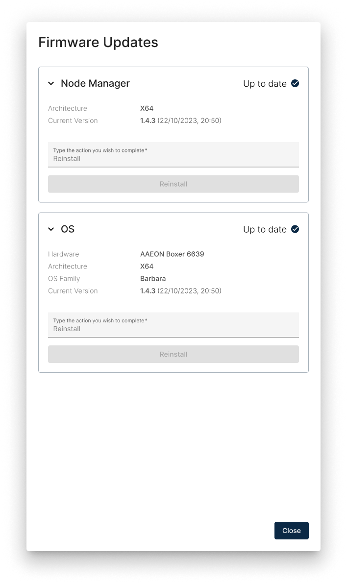 Firmware Versions View