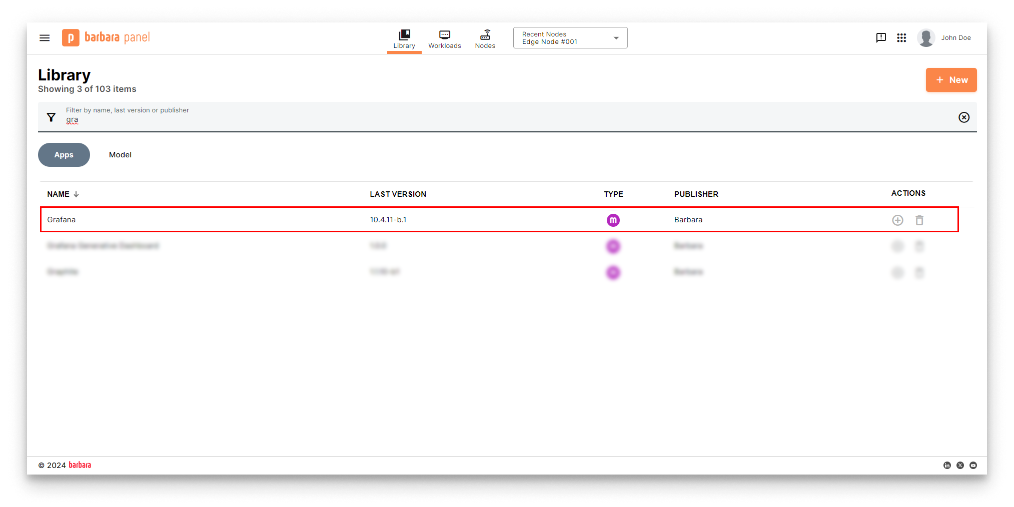 Grafana in the Panel's library Grafana in the Panel's library