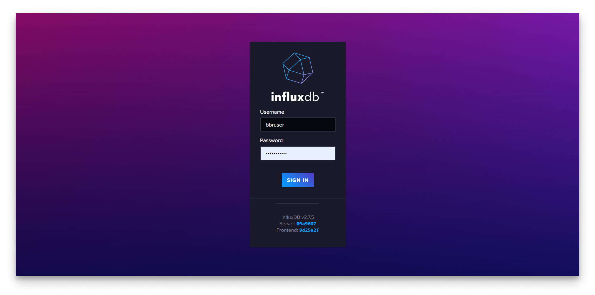 InfluxDB Login InfluxDB Login
