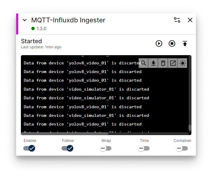 MQTT-InfluxDB Ingester installed MQTT-InfluxDB Ingester installed