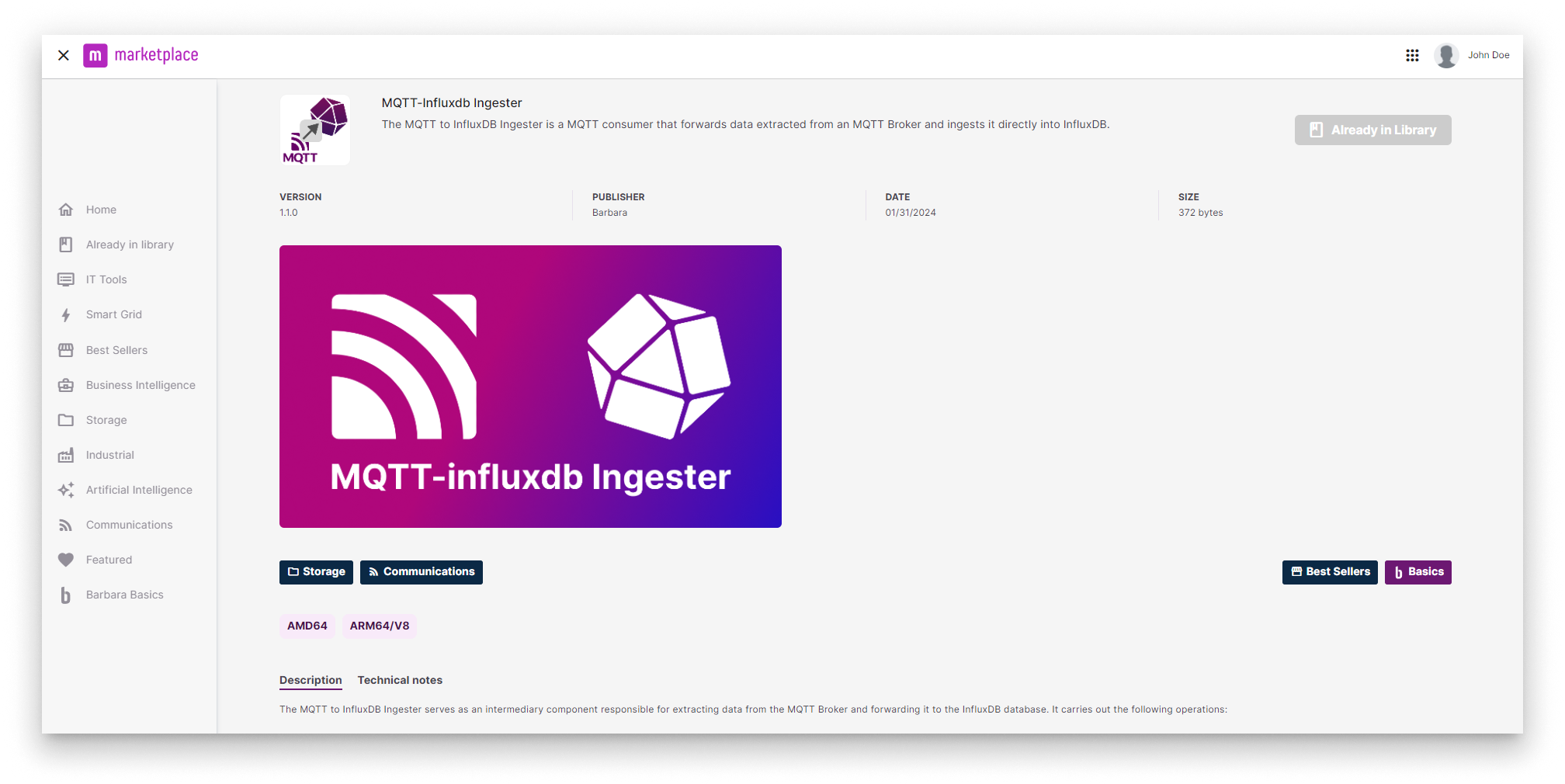 Ingester in Barbara Marketplace Ingester in Barbara Marketplace