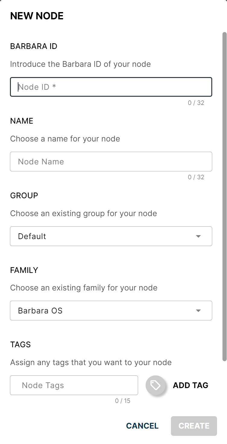 New Node Modal New Node Modal