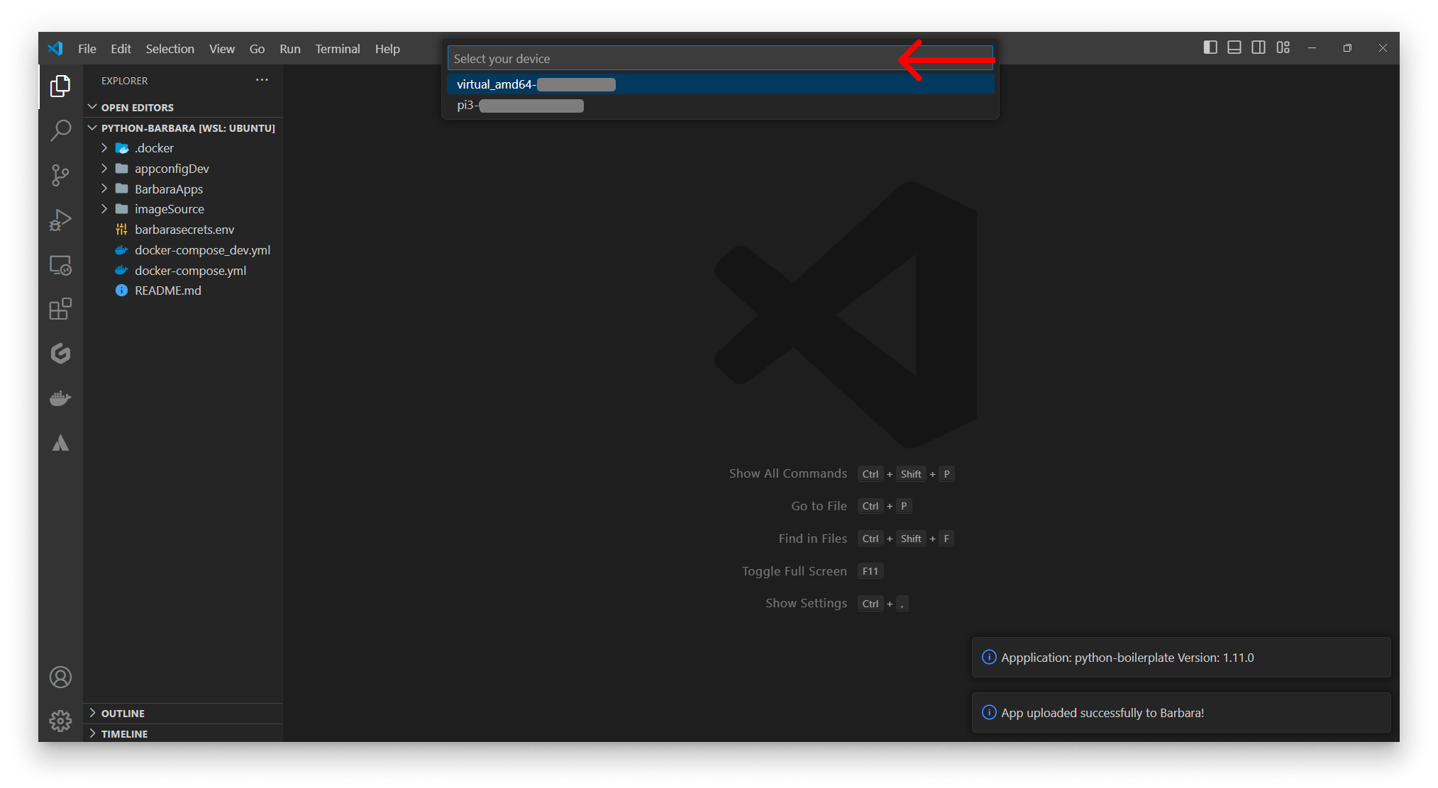 Select device to deploy