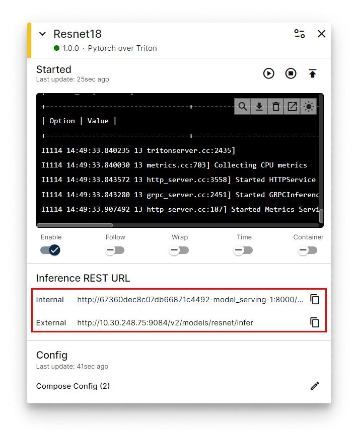 Model card in node details