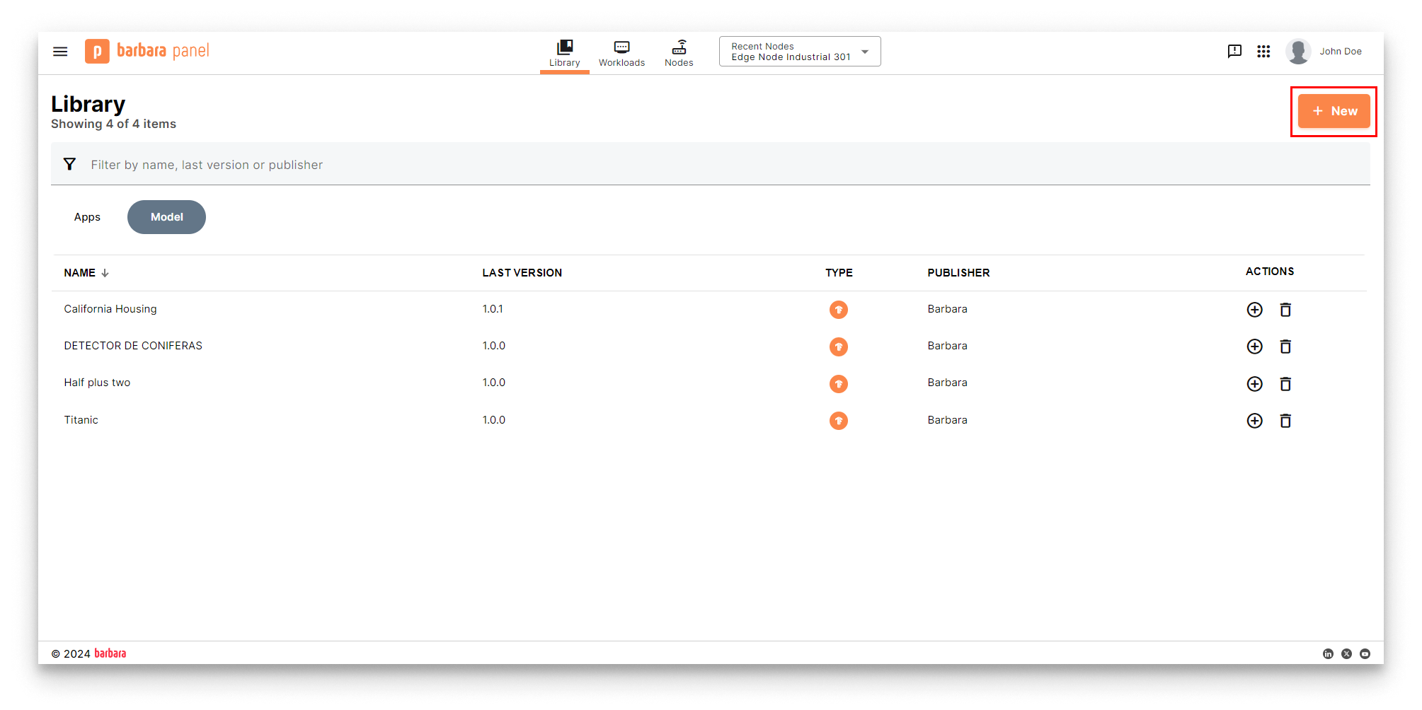 Press New model button