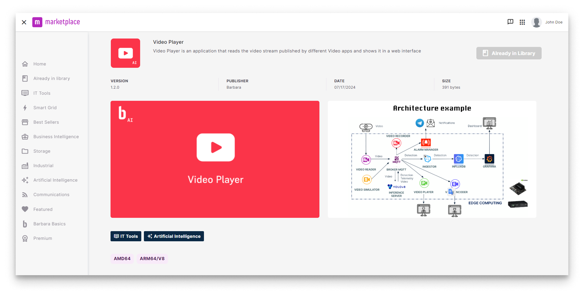 Video Player in Barbara Marketplace Video Player in Barbara Marketplace