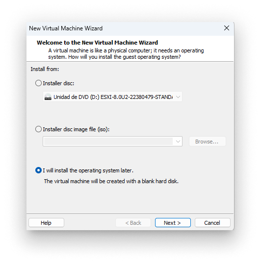 Install OS later Install OS later