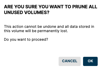 Prune all volumes modal