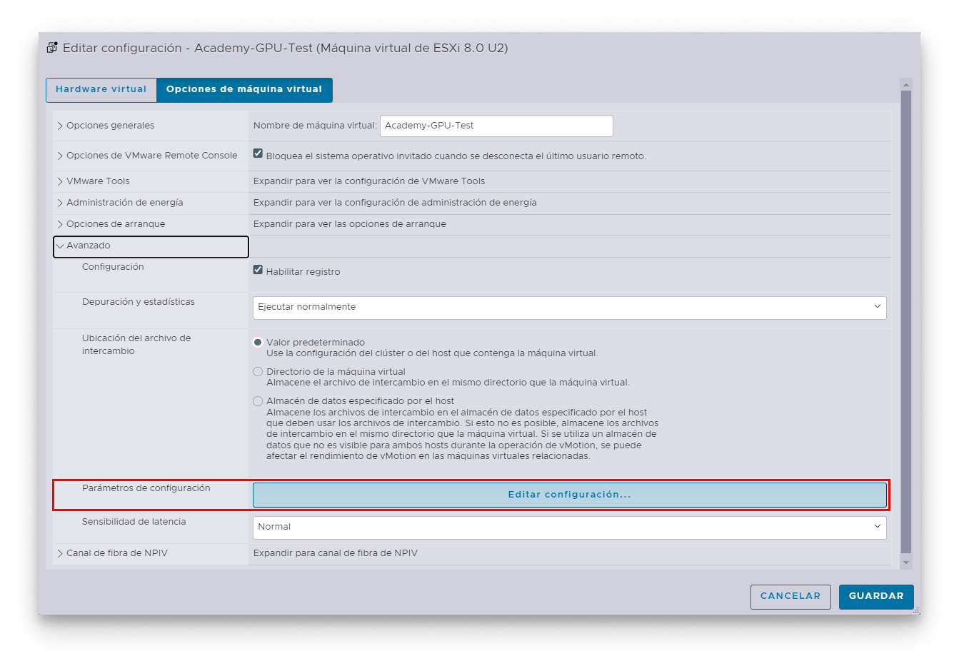 Edit Configuration Parameters